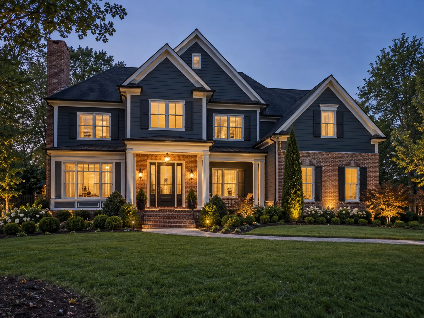 Residential architecture at dusk